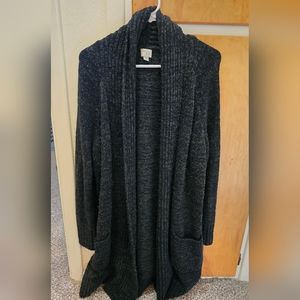 A New Day Long Cardigan, Size Large, Black with marbled green